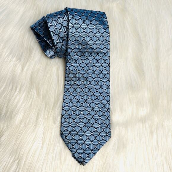 Brooks Brothers 346 Blue Print Silk Tie - Picture 1 of 4